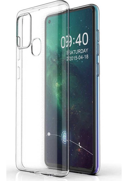 Samsung Galaxy A21S Kılıf Lüx Silikon Kılıf Şeffaf + Cam Ekran Koruyucu
