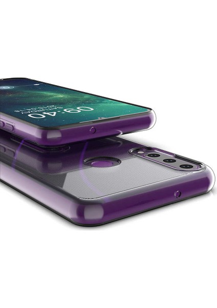 Huawei Y6P Kılıf Lüx Silikon Kılıf Şeffaf + Tam Kaplayan 5D Cam Ekran Koruyucu