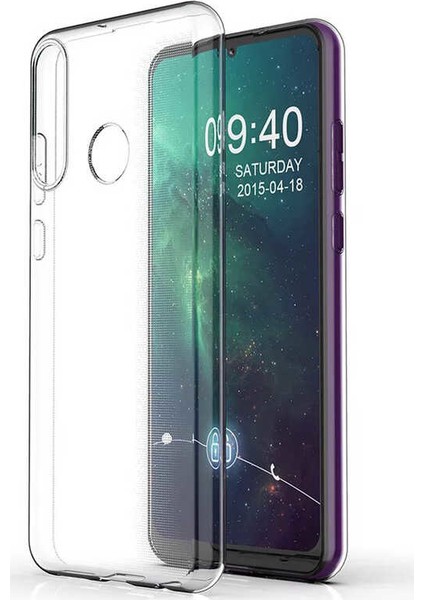 Huawei Y6P Kılıf Lüx Silikon Kılıf Şeffaf + Cam Ekran Koruyucu