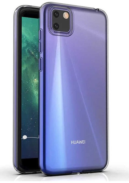 Huawei Y5P Kılıf Lüx Silikon Kılıf Şeffaf + Tam Kaplayan 6D Nano Ekran Koruyucu