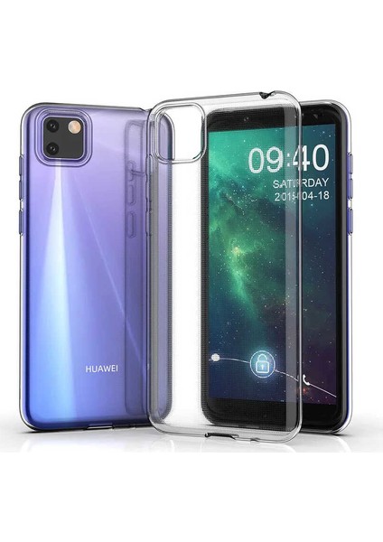 Huawei Y5P Kılıf Lüx Silikon Kılıf Şeffaf + Tam Kaplayan 6D Nano Ekran Koruyucu