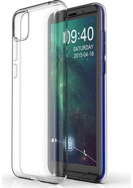 Huawei Y5P Kılıf Lüx Silikon Kılıf Şeffaf + Cam Ekran Koruyucu