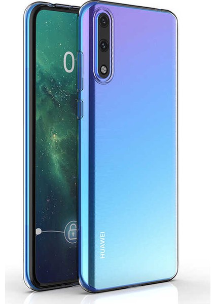 Huawei P Smart S (Y8P) Kılıf Lüx Silikon Kılıf Şeffaf + Tam Kaplayan 5D Cam Ekran Koruyucu