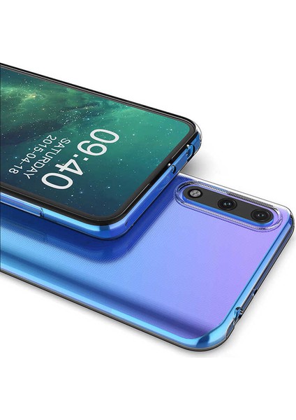Huawei P Smart S (Y8P) Kılıf Lüx Silikon Kılıf Şeffaf + Tam Kaplayan 5D Cam Ekran Koruyucu