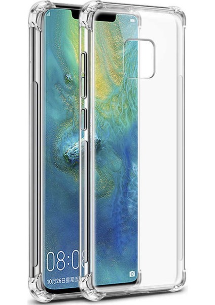 Huawei Mate 20 Pro Kılıf Ultra Korumalı Şeffaf Anti Shock Kılıf + Tam Kaplayan 3D Cam Ekran Koruyucu