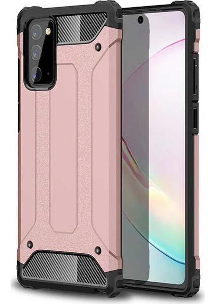 Case 4U Galaxy Note 20 Kılıf Military Armor Çift Katmanlı Crash Silikon Kılıf Rose Gold