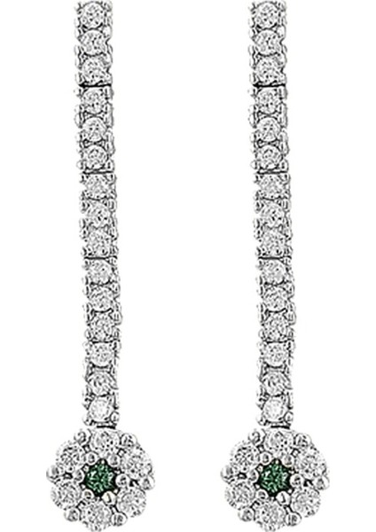 Venüs Zümrüt Taşlı Kadın Gümüş Küpe