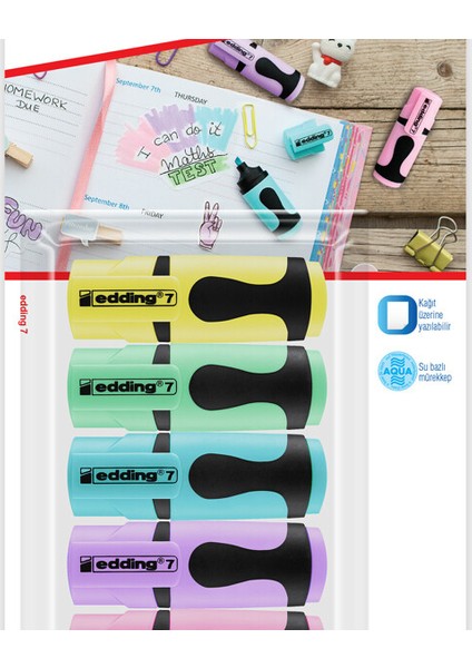 Mini Fosforlu Kalem Pastel Renkler 4Lü Poşet Set
