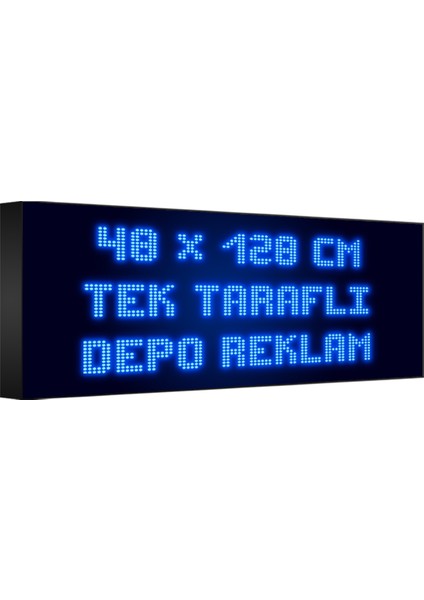 Depo Tabela Reklam Mavi Kayan Yazı LED Tabela 48 x 128 cm Tek Taraflı Depo Reklam Tabela