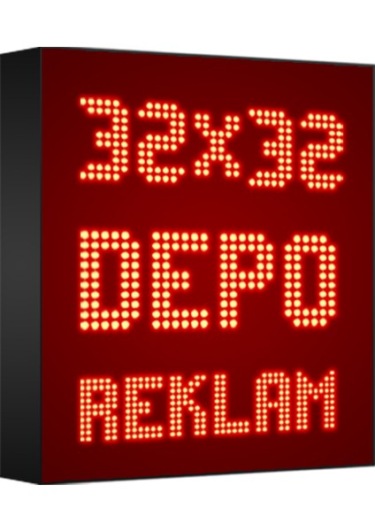 Kırmızı Kayan Yazı LED Tabela 32 x 32 cm Tek Taraflı Depo Reklam Tabela