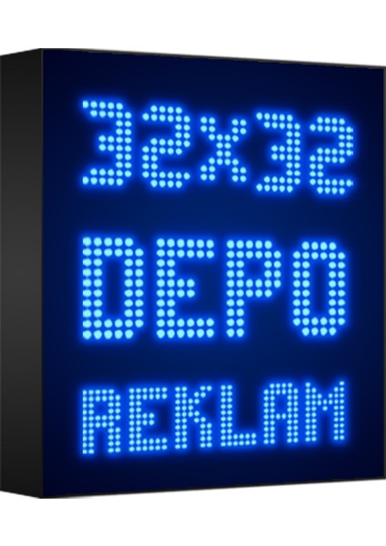 Depo Tabela Reklam Mavi Kayan Yazı LED Tabela 32 x 32 cm Tek Taraflı Depo Reklam Tabela