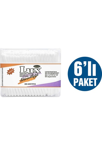 Lüx Pamuklu Kulak Çubuğu 200 x 6 Paket