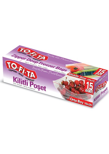 Orta Boy Kilitli Poşet 15'li 19X25 cm