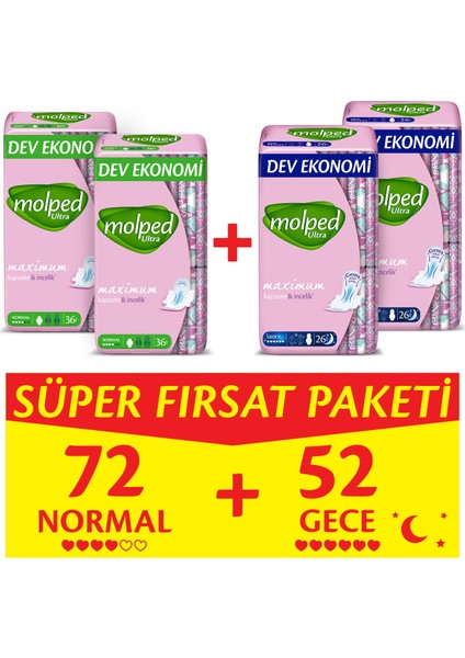 Ultra Anatomik Normal 36 Adet X 2 + Gece 26 Adet X 2 Süper Fırsat Paketi