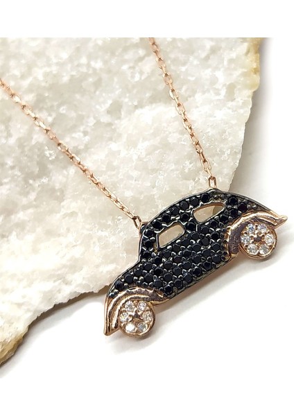 Zirkon Taşlı Rose Araba Kadın Gümüş Kolye fiyatları