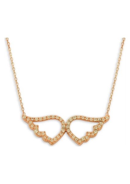 Zirkon Taşlı Melek Kanadı Gümüş Kadın Kolyesi