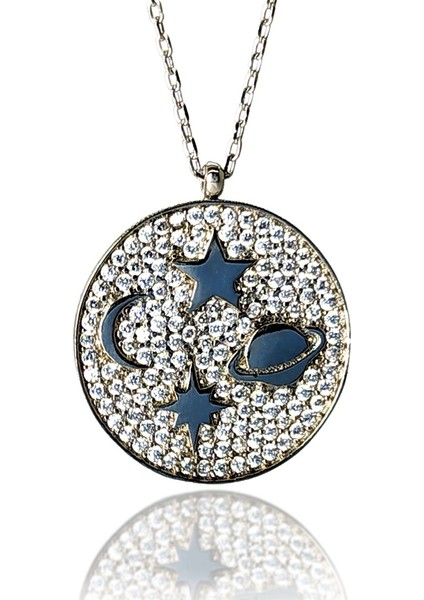 Zirkon Taşlı Galaksi Kadın Gümüş Kolye