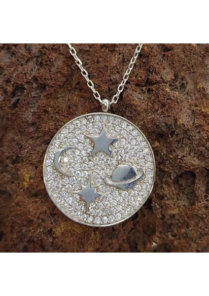 Zirkon Taşlı Galaksi Kadın Gümüş Kolye fiyatları