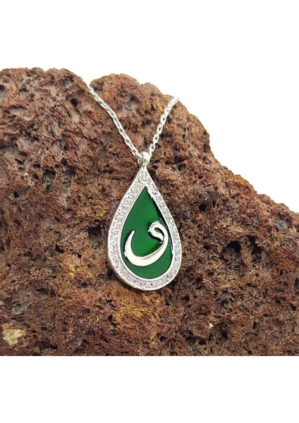 Zirkon Taşlı Damla Model Vav Harfi Kadın Gümüş Kolye fiyatları