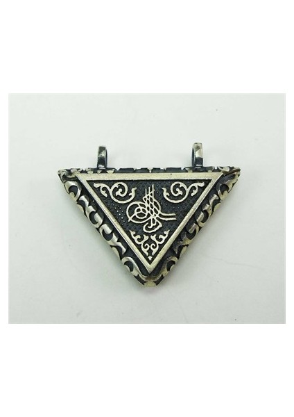 Tuğra Motifli Gümüş Kolye Cevşen Muska Küçük Boy