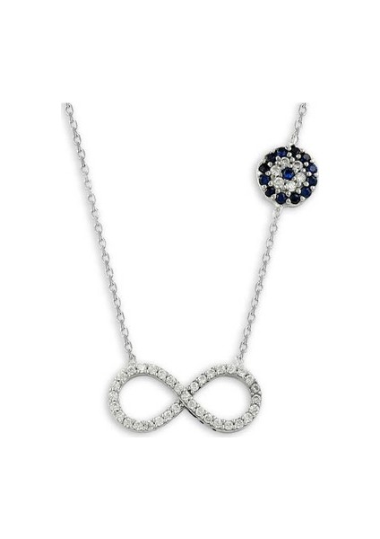 Sonsuzluk Simgesi Nazar Boncuklu Gümüş Kadın Kolye