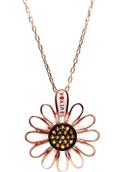 Seviyor Sevmiyor Papatya Kadın Gümüş Kolye