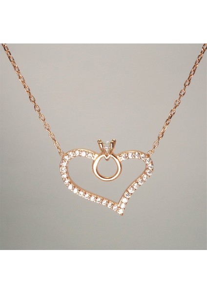 Rose Gümüş Kadın Tektaşlı Kalp Kanadıkolye fiyatları