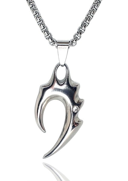Rhinestone Tribal Alev Erkek Çelik Kolye Zincir