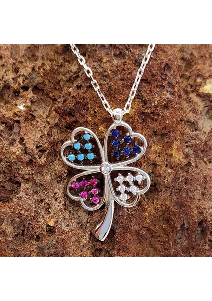 Mix Zirkon Taşlı Yonca Kadın Gümüş Kolye fiyatları