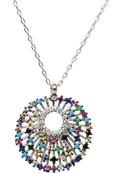 Mix Taşlı Kadın Gümüş Kolye