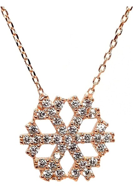 Kar Tanesi Kadın Gümüş Kolye Rose