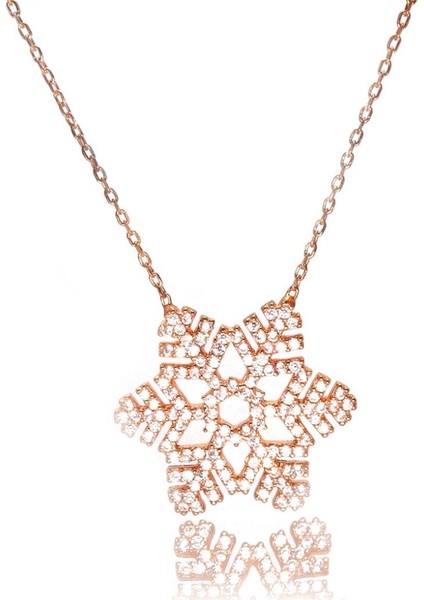 Gümüş Büyük Boy Kadın Kar Tanesi Kolye