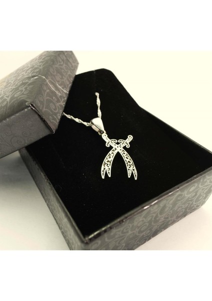 Çift Zülfikarlı Kadın Gümüş Kolye modelleri