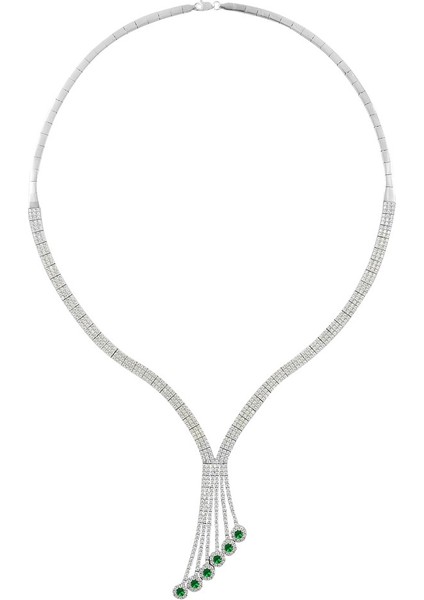 Celena Zümrüt Taşlı Kadın Gümüş Kolye