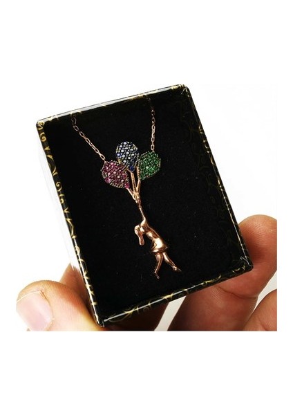 Balonlu Kız Kadın Gümüş Kolye modelleri