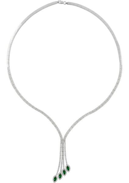 Aura Zümrüt Taşlı Kadın Gümüş Kolye