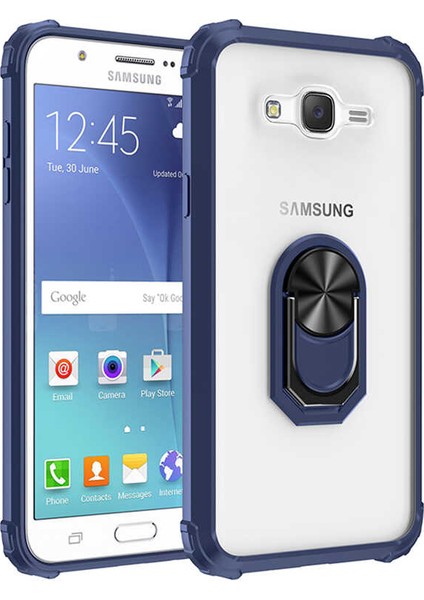 - Galaxy J7 Uyumlu Kılıf Yüzüklü Arkası Şeffaf Koruyucu Mola Kapak