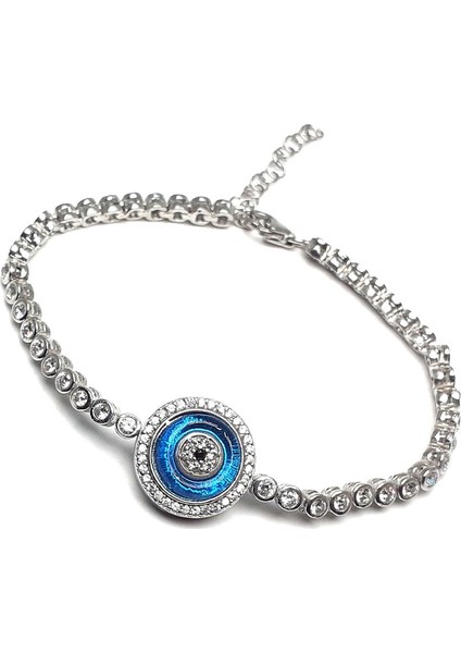 Nazar Boncuklu Zirkon Taşlı Su Yolu Kadın Gümüş Bileklik fiyatları