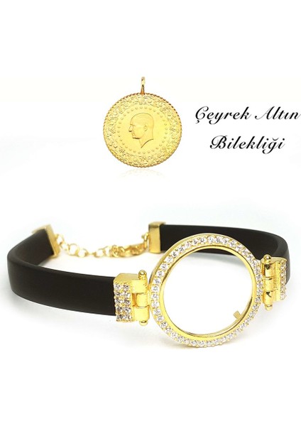 Zirkon Taşlı Çeyrek Altın Koyulan Kadın Gümüş Bileklik fiyatları
