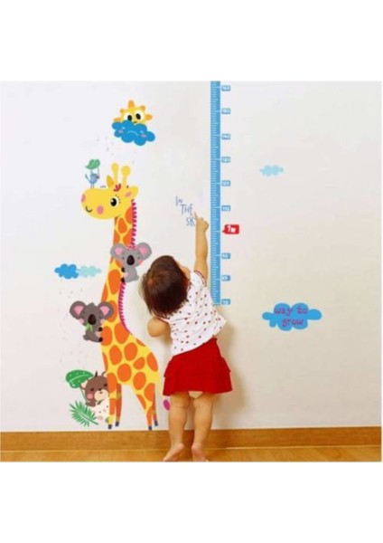 Kt Decoration Çocuk ve Bebek Odası Boy Ölçer Zürafa Bulut ve Koala Arkadaşları Duvar Dekor Süsleme Sticker