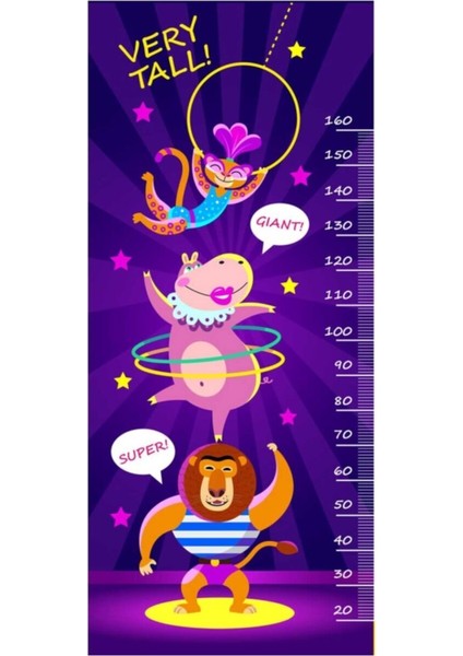 Kt Decoration Rengarenk Mutlu Hayvanlar Boy Ölçer Gelişim Tablosu Duvar Sticker