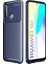 Huawei Y6P Kılıf Karbon Desenli Lux Negro Silikon Lacivert + Nano Ekran Koruyucu 1
