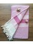 Peştemal Banyo Havlusu Spa Sauna ve Plaj Havlusu %100 Pamuk 100x180 Çelmas Pembe - Beyaz 2