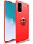 Samsung Galaxy S10 Lite (A91) Kılıf Ultra Korumalı Yüzüklü Manyetik Ravel Silikon Kırmızı + Tam Kaplayan 5D Cam Ekran Koruyucu 1