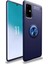 Samsung Galaxy S10 Lite (A91) Kılıf Ultra Korumalı Yüzüklü Manyetik Ravel Silikon Lacivert + Tam Kaplayan 5D Cam Ekran Koruyucu 1