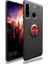 Huawei Y6P Kılıf Ultra Korumalı Yüzüklü Manyetik Ravel Silikon Siyah Kırmızı + Nano Ekran Koruyucu 1