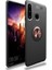 Huawei Y6P Kılıf Ultra Korumalı Yüzüklü Manyetik Ravel Silikon Siyah Rose + Nano Ekran Koruyucu 1