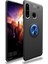 Huawei Y6P Kılıf Ultra Korumalı Yüzüklü Manyetik Ravel Silikon Siyah Mavi + Cam Ekran Koruyucu 1