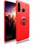 Huawei Y6P Kılıf Ultra Korumalı Yüzüklü Manyetik Ravel Silikon Kırmızı + Cam Ekran Koruyucu 1