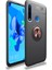 - Huawei P40 Lite E - Kılıf Yüzüklü Karbon Ravel Silikon Kapak - Siyah-Rose Gold 1